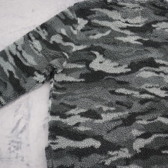 Cozy SHERPA Sweater Womens 2XL Gray Mock Neck Zip Fleece Camouflage Pocket - Picture 15 of 16